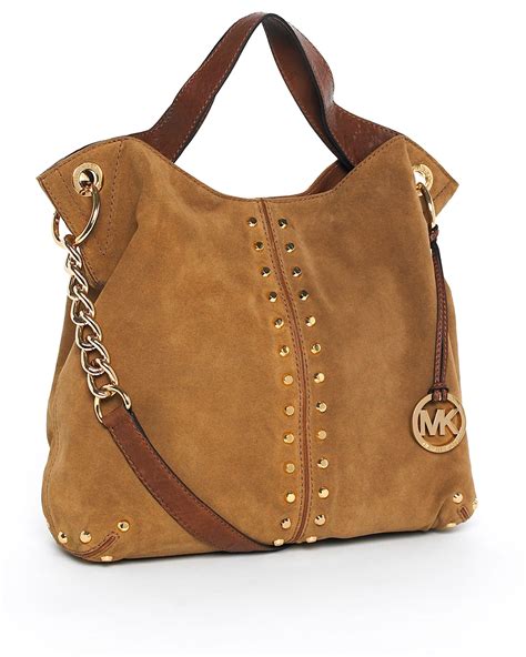 michael kors brown bag with studs|brown suede Michael Kors handbags.